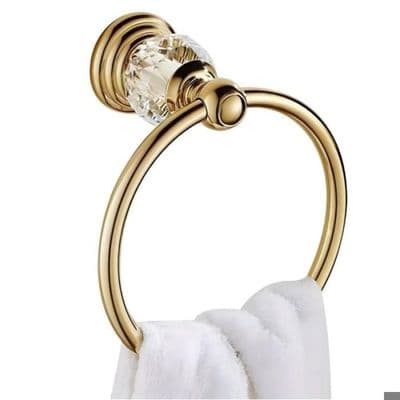 Guld kristall handduksring, Guld badrumshandduksring, Handduksring för badrum