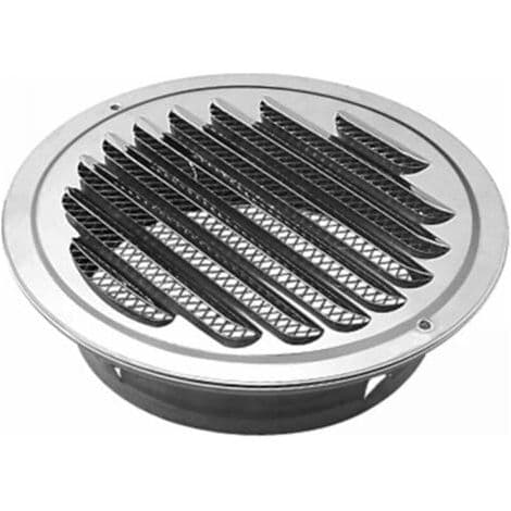 Rund ventilationsrist, ventilationsrist i rustfrit stål, med netventilation, rund ventilationsrist til udstødningsrør, diameter 120 mm