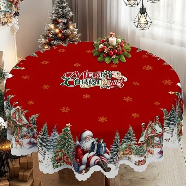 Julduk - Tomte- och julgransmotiv - 4 storlekar - Polyester - Rektangulär