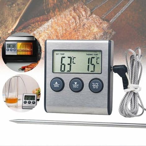Köttermometer för matlagning. Termometer med sond för grillning av kött, BBQ, vatten, mjölk, vin, vätskor med sond UD09