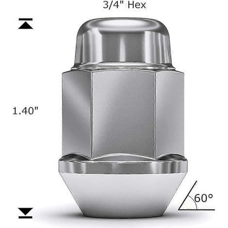 Krominen umpinainen pyöränmutteri M12x1.50, 1707S-20AM, 20 kpl (1 sarja)