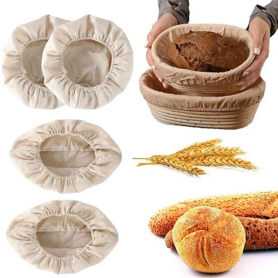 Fire-delt sett for brødbaking i lin - runde og ovale hevekurvduker - off-white