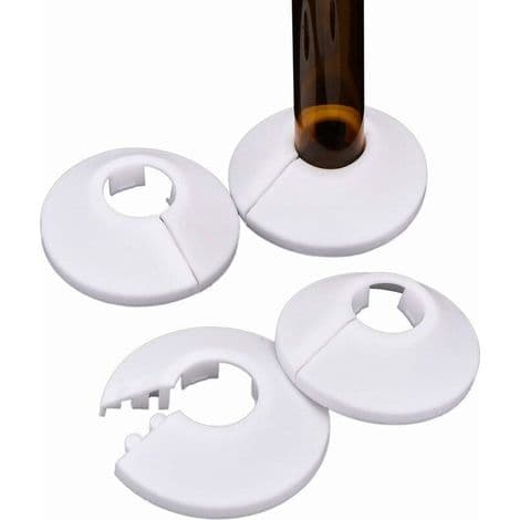 Pakke med 30 hvide plastrørdæksler – Radiatorrørsdækselrosetter – 16 mm diameter til 15 mm rør