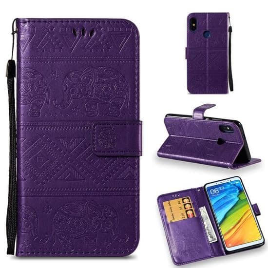 För Xiaomi Redmi Note 5 Pro - Xiaomi Mi A2 5.99\" Flipfodral Varmpräglat PU-läder Skyddsfodral med handledsrem -