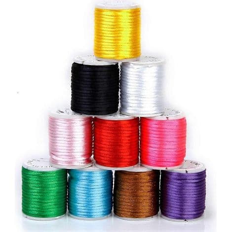 10 tråde 2 mm nylontråd til håndstrik og perler (tilfældig farve)