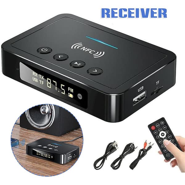 3 i 1 BT 5.0 Sender Mottaker NFC Auto Pairing Bluetooth-kompatibel
