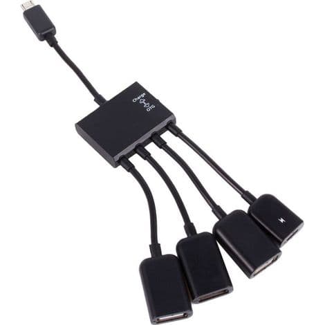 4-ports Micro USB OTG Hub Adapter til Android Tablets og Smartphones – Kompakt Kabel med Forstærket Stik