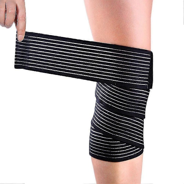 Svart Hög Elasticitet Vad Lårstöd Knäskydd Kompressionslinda Stödbandage