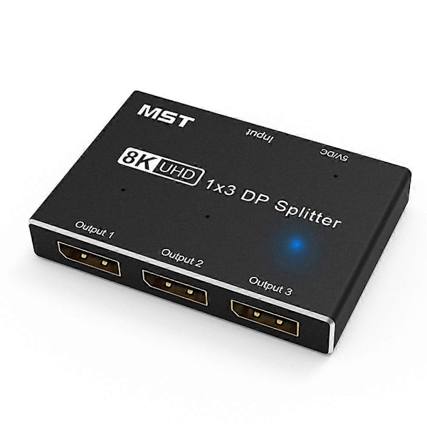 Displayport 8K 1X3 DP Splitter 8K60Hz 4K120Hz MST Hub Multi Monitor Splitter med Utökat Läge
