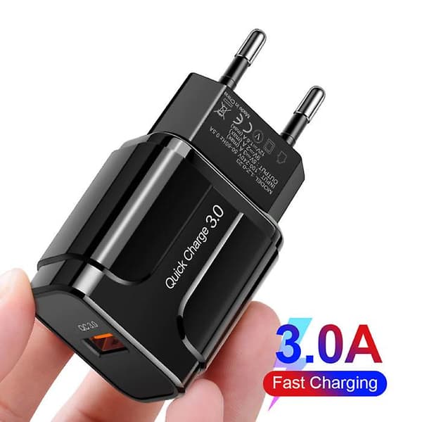 OLAF Qualcomm Quick Charge 3.0 USB Vegglader AC Hjemmelader Plugg Adapter - Svart