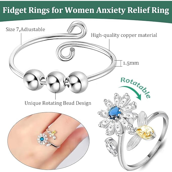 Justerbart Fidget Rings Set – Ringar i 6-pack