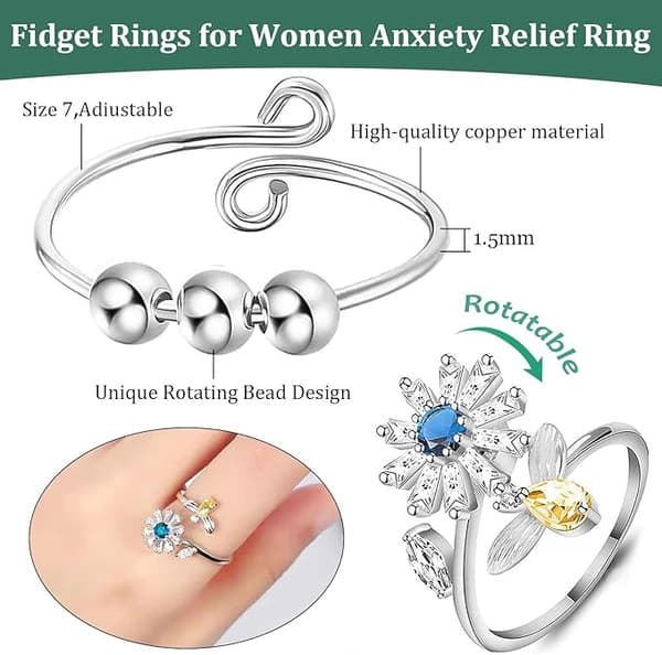 Justerbart Fidget Ringsæt – Ringe i 6-pak