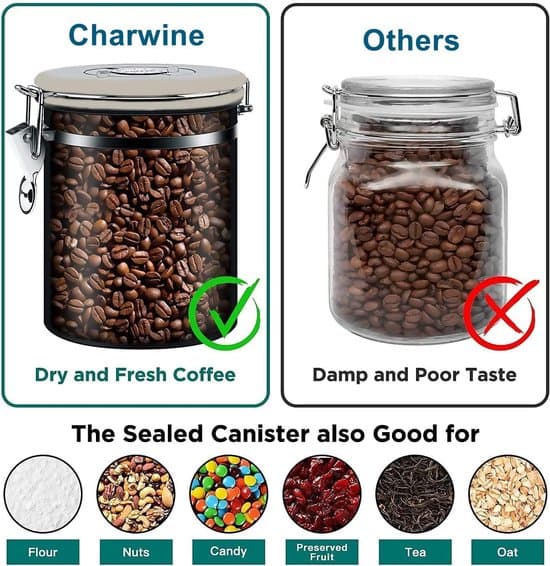 Kaffeförvaringsbehållare - 1,2L (500g) - Med CO2-ventil - Rostfritt stål