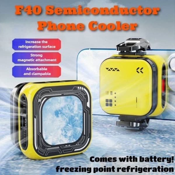 F40 AI mobiltelefonkøler med halvleder digitalt display, magnetisk bagklips, radiator