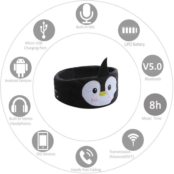 Bluetooth 5.0 -unikuulokkeet / unimaski Bluetooth-kuulokkeilla, musta