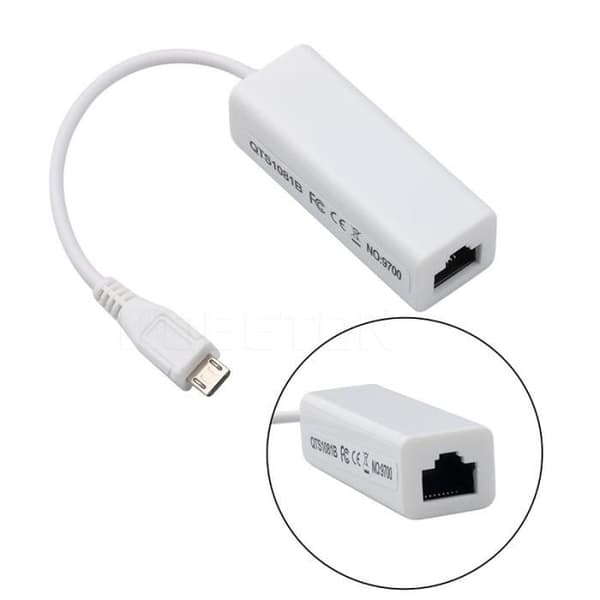 Netværksadapter - Kebidu - Micro USB til RJ45 - 10/100 Mbps - Kompatibel med Windows og Android - 15 cm