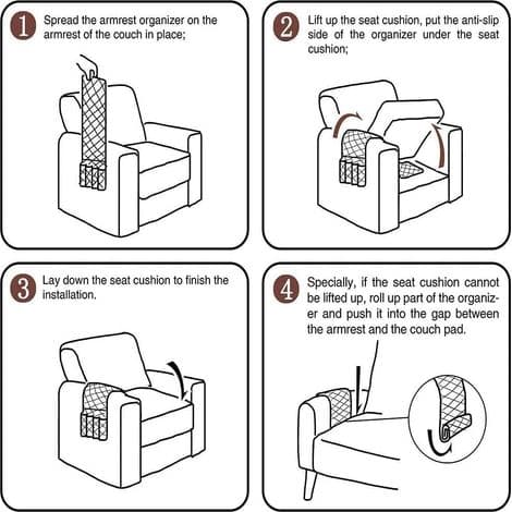 Sofaoppbevaring, fjernkontrollholder, sofaputeoppbevaring, slitesterk myk handlekurvorganisering, vanntett sofaputeoppbevaring