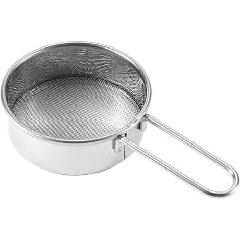 Sæt med 2 mini mel-sigter i rustfrit stål til bagning, mel-sigte, ris-sigte, finmasket, 40 mesh, fødevaregodkendt mel-sigte, flormelis-sigte, fl