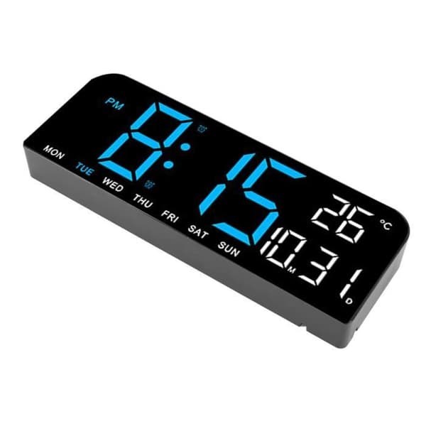 MXZZAND Digital Väckarklocka - Stor LED-display - Justerbar Ljusstyrka - Vägg- eller Bordsmontering - Blå