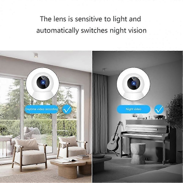 1 Set A14 Övervakningskamera Infraröd Mörkerseende Vidvinkel 1080P 360 Graders Panorama Hem Säkerhetskamera WiFi Monitor