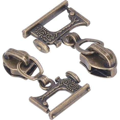 10 stk. glidelåshoder i metall til symaskin, gensere, kåper, vesker og koffert-håndverk, bronse