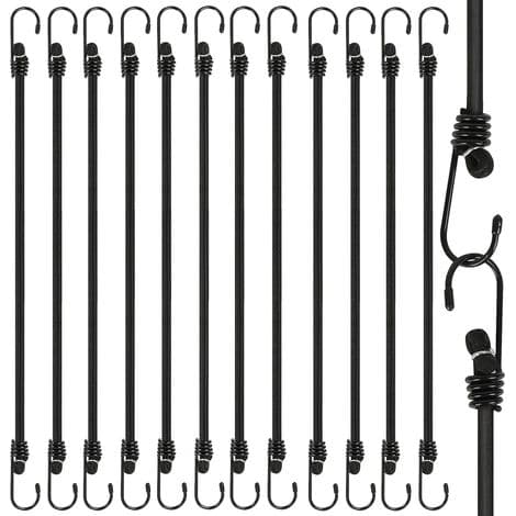 12 stk. elastiske strikk med kroker 30 CM krok for elastisk strikk 8mm svart elastisk ekspanderstrikk for bagasje takstativ camping presenning