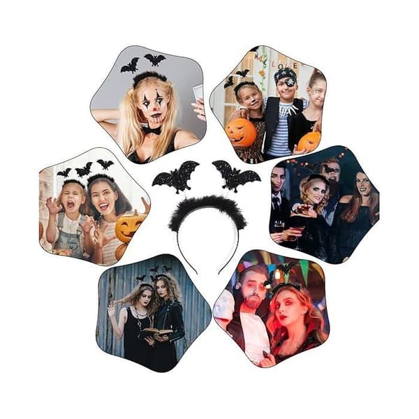 Sæt med 2 Halloween-hårbånd, sorte flagermusformede hårbånd til voksne, kostumer, blødt hårbånd