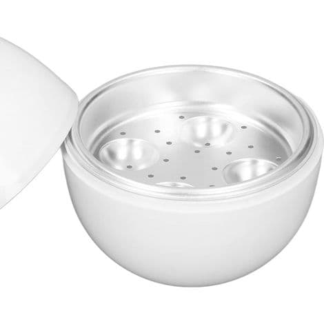 Eggkoker med 4 eggkapasiteter, mikrobølgeovn, hardkokte egg, kompakt design, PP-materiale, damper for hardkokte egg til hjemmebruk