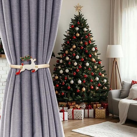 Julgardinbånd i legering, reinsdyr, med elastisk snor, til hjem, kontor, hotell.