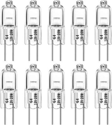 G4 20W 12V T3 JC Typ 2-stifts bas ersättningshalogenlampor för underskåps- och landskapsbelysning (10-pack)
