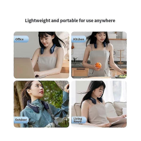 Bærbar halsventilator, elektrisk trådløs ventilator, genopladelig mini-ventilator, kølende USB-bladløse ventilatorer til bs