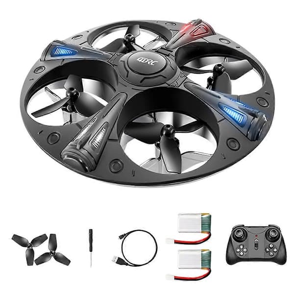 4DRC 4D-V43 Cool Light UFO Flygplan Fjärrkontroll Barn Flygande TeFat Leksak, 2 Batterier