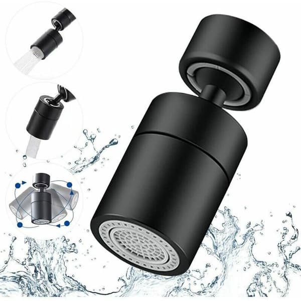 Kranlufter - LARGEIGHT - 360° svingbar - 2 justerbare moduser - Adapter inkludert - Svart olje-gnidd bronse