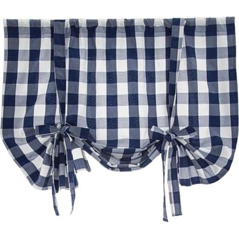 (Blå) Gardiner - Gingham - Kapper - Blå - 80x140cm - Mørklægning - Landstil