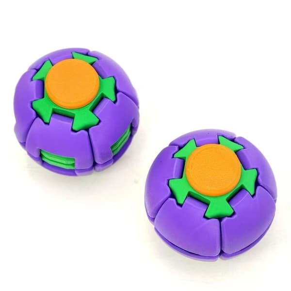 Push-and-Spin Fidget Ball Legetøj / Kontor Stress-Aflastende Spinner – Lilla & Grøn (Sæt med 2)