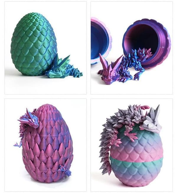 Sæt af fuldt artikulerede 3D magiske drageæg, krystaldragelegetøj til voksne, fantasydekoration, c2