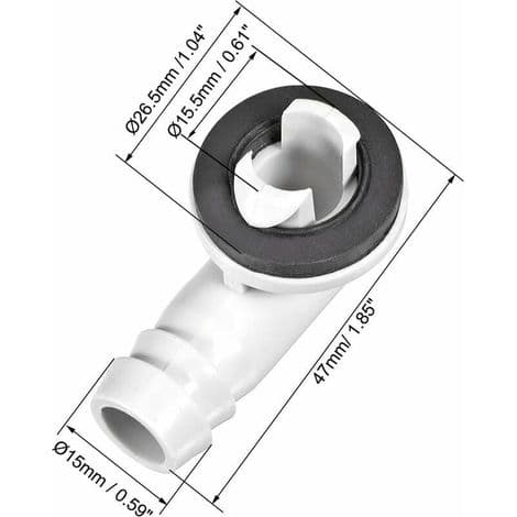 Albueforbindelse til klimaanlæg – 15 mm afløbsfitting – Holdbar plast – Pakke med 3 til kondensafløb