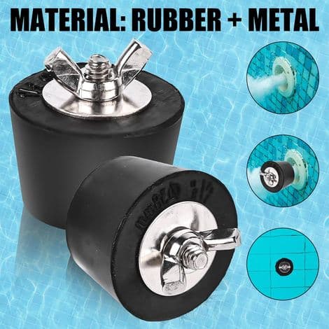 Sæt med 6 vinterpoolpropper - 32 mm/38 mm/51 mm - Gummipropper med rustfri stålbolte - Til Intex pools, vinterpooltilbehør