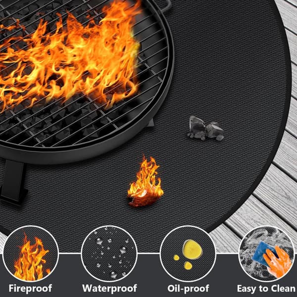 32 tommer rund brandsikker grillmåtte til terrasse, græsplæne, udendørs grilltilbehør