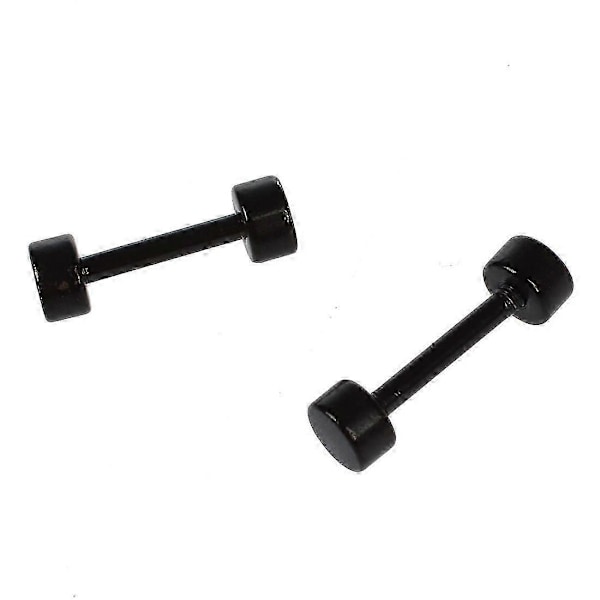 1 Par Herr Hantel Titanstål Öronstift Örhängen 4mm Svart