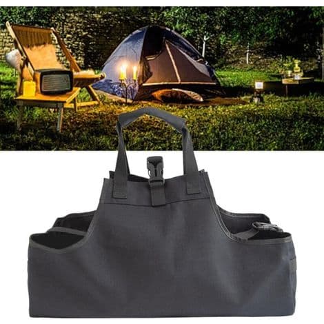 600D vedoppbevaringspose med trykknapplukking, ideell for camping, grilling og vedlagring