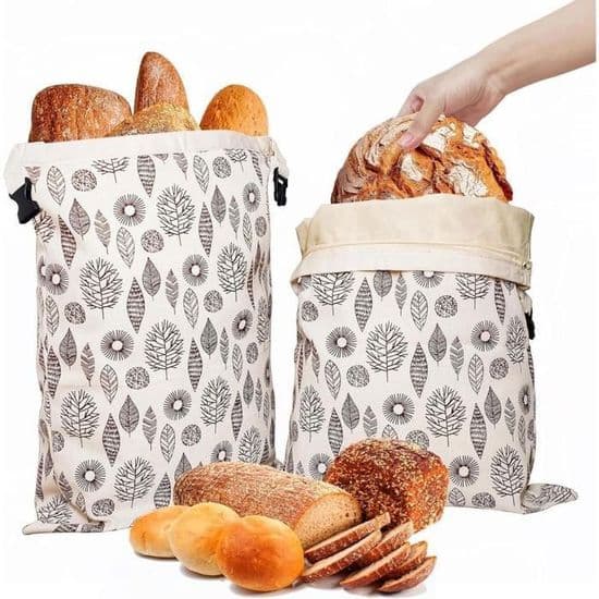 2 bivaxbrödpåsar - Återanvändbara - Lämpliga för hembakat bröd och andra bakverk.
