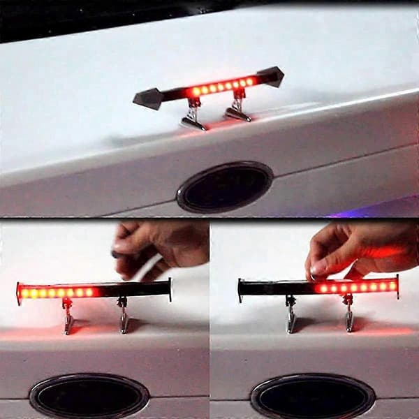 Mini Liten Solarbil LED Bakspoiler Vinge GT Stil Bil Varsellampe Blinklys 4 Moduser Dekor jn