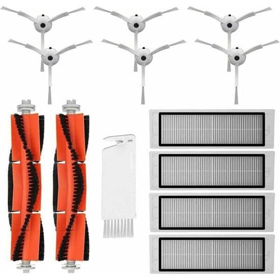 Erstatningssett - LARGEIGHT - Xiaomi Mi Robot 1 og 2 - 6 sidebørster - 2 senterbørster - 4 filtre