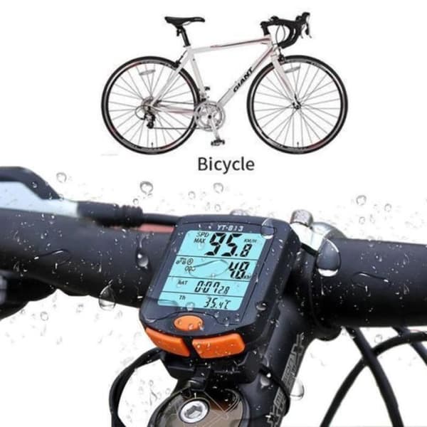 Cykelcomputer - Vandtæt - LCD-skærm - Flere funktioner - Sort