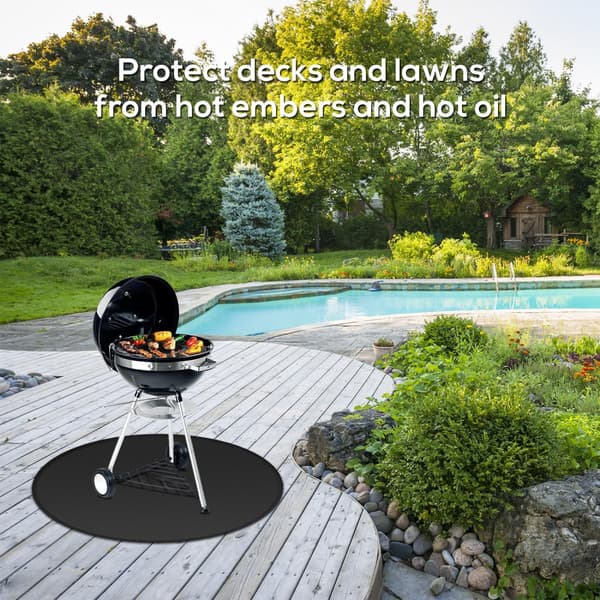 32-tommers rund brannsikker grillmatte for terrasse, plen, utendørs grilltilbehør