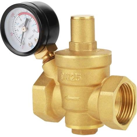 Trykregulator, DN25 justerbar messing holdbar vandtryksreducerende regulator + metrisk kanal