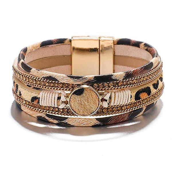Skinnende leopardprint design armbånd punk stil smykker til mor