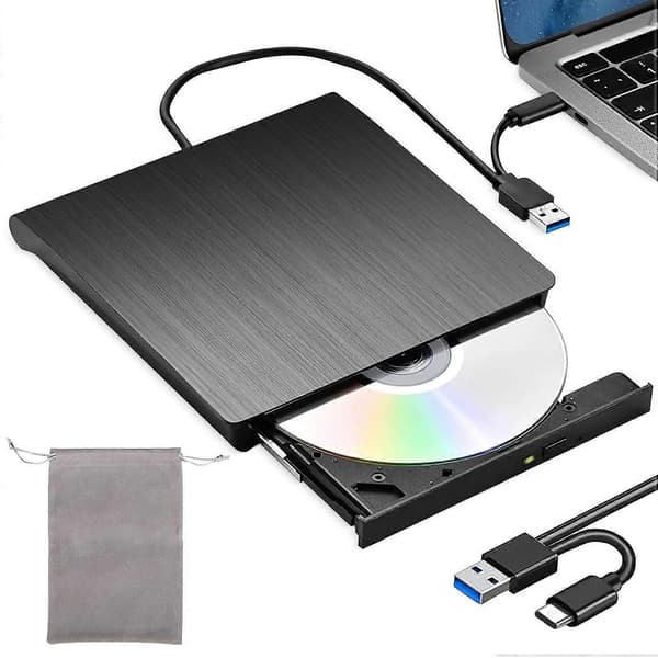 Extern CD DVD-enhet USB 3.0 Typ-C DVD-brännare (USB 3.0, USB Typ-C, DVD 8x/CD 24x, extern, för Windows XP, Mac OS, Mac)