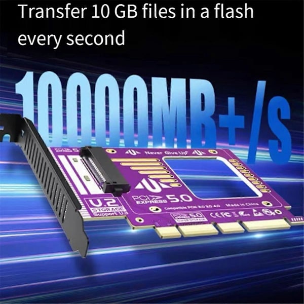 PCIe 5.0 till U.2(SFF-8639) Adapter, 128Gbps GEN5 U.2 SSD till PCIE X4 X8 X16 Expansionskort för PCIe 4